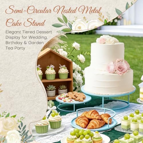 Metal Cake Stand Set of 3, 8/10/12 Inch Round Dessert Display Trays, Stackable Cupcake Holder for Wedding, alternate view 3