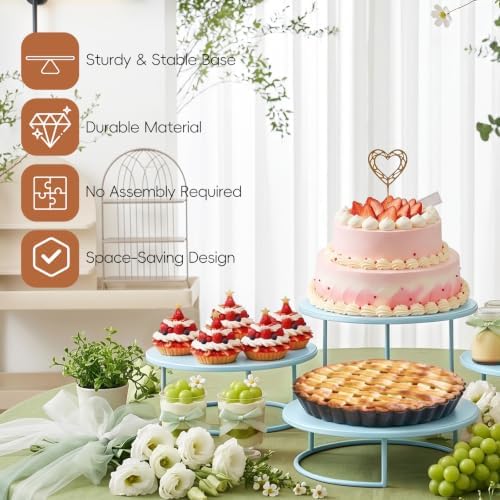 Metal Cake Stand Set of 3, 8/10/12 Inch Round Dessert Display Trays, Stackable Cupcake Holder for Wedding, alternate view 6