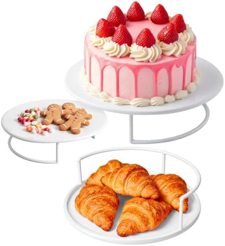 Metal Cake Stand Set of 3, 8/10/12 Inch Round Dessert Display Trays, Stackable Cupcake Holder for Wedding