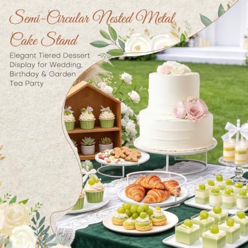 Metal Cake Stand Set of 3, 8/10/12 Inch Round Dessert Display Trays, Stackable Cupcake Holder for Wedding, alternate view 3