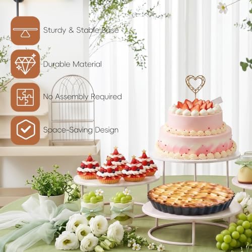Metal Cake Stand Set of 3, 8/10/12 Inch Round Dessert Display Trays, Stackable Cupcake Holder for Wedding, alternate view 6