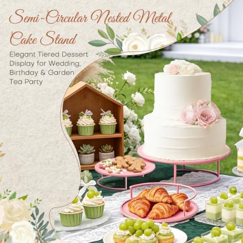 Metal Cake Stand Set of 3, 8/10/12 Inch Round Dessert Display Trays, Stackable Cupcake Holder for Wedding, alternate view 3