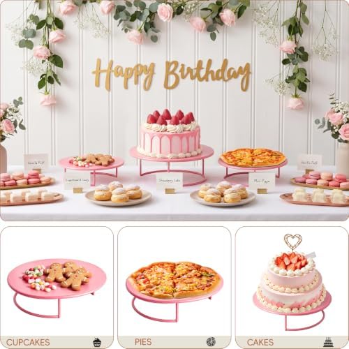 Metal Cake Stand Set of 3, 8/10/12 Inch Round Dessert Display Trays, Stackable Cupcake Holder for Wedding, alternate view 4