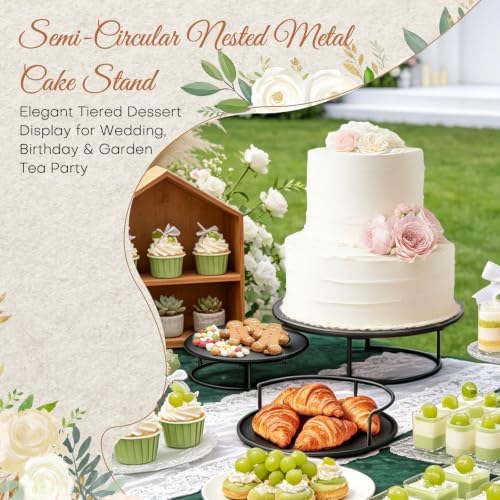 Metal Cake Stand Set of 3, 8/10/12 Inch Round Dessert Display Trays, Stackable Cupcake Holder for Wedding, alternate view 3