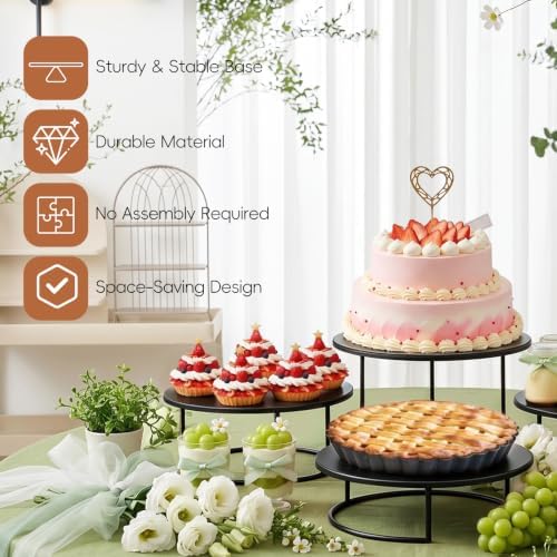 Metal Cake Stand Set of 3, 8/10/12 Inch Round Dessert Display Trays, Stackable Cupcake Holder for Wedding, alternate view 6