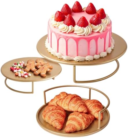 Metal Cake Stand Set of 3, 8/10/12 Inch Round Dessert Display Trays, Stackable Cupcake Holder for Wedding
