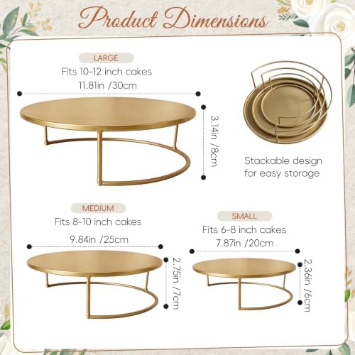 Metal Cake Stand Set of 3, 8/10/12 Inch Round Dessert Display Trays, Stackable Cupcake Holder for Wedding, alternate view 2