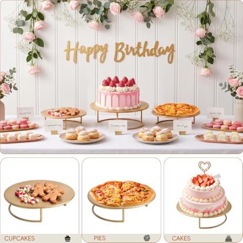 Metal Cake Stand Set of 3, 8/10/12 Inch Round Dessert Display Trays, Stackable Cupcake Holder for Wedding, alternate view 4