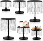 Metal Cake Stand Set with Crystal Pendants - Elegant Dessert Table Display for Weddings, Birthday Parties, Baby