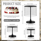 Metal Cake Stand Set with Crystal Pendants - Elegant Dessert Table Display for Weddings, Birthday Parties, Baby, alternate