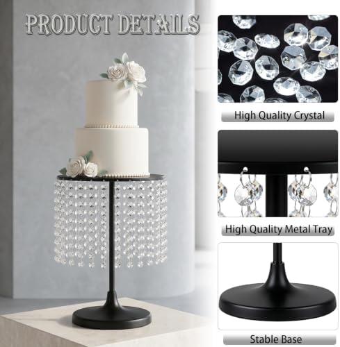 Metal Cake Stand Set with Crystal Pendants - Elegant Dessert Table Display for Weddings, Birthday Parties, Baby, alternate