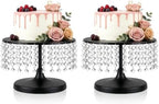 Metal Cake Stand Set with Crystal Pendants - Elegant Dessert Table Display for Weddings, Birthday Parties, Baby