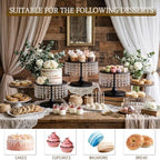 Metal Cake Stand Set with Crystal Pendants - Elegant Dessert Table Display for Weddings, Birthday Parties, Baby, alternate