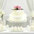 Metal Cake Stand with Beaded Crystal Display Cake Pedestal, Baking Party Supplies Centerpiece, Silver 16 Inch in, alternate