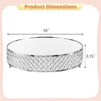 Metal Cake Stand with Beaded Crystal Display Cake Pedestal, Baking Party Supplies Centerpiece, Silver 16 Inch in, alternate