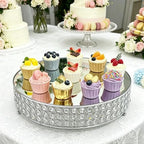 Metal Cake Stand with Beaded Crystal Display Cake Pedestal, Baking Party Supplies Centerpiece, Silver 16 Inch in, alternate