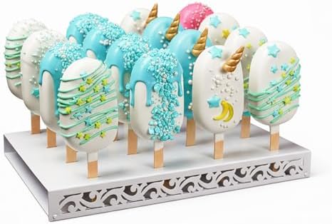 Metal Cakesicle Display Stand with Vine Pattern, 16 Holes, 10.24 x 7.09 x 1.06 Inch, Pre-Assembled Party and