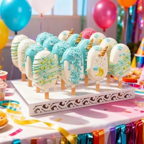Metal Cakesicle Display Stand with Vine Pattern, 16 Holes, 10.24 x 7.09 x 1.06 Inch, Pre-Assembled Party and, alternate view