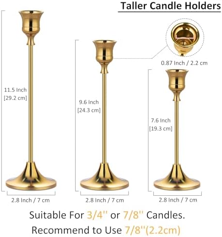 Metal Candle Holders for Candlesticks Taper Candlestick Holders Set Vintage Decorative Centerpiece Candelabra, alternate view
