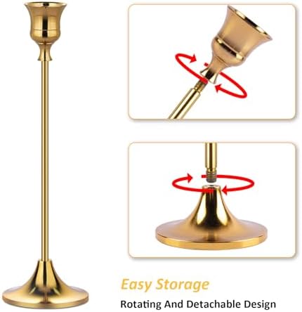 Metal Candle Holders for Candlesticks Taper Candlestick Holders Set Vintage Decorative Centerpiece Candelabra, alternate view