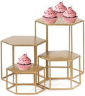Metal Display Risers Set, Set of 4 Upgraded Hexagonal Nesting Buffet Riser, Modern Brass Buffet Display Stands