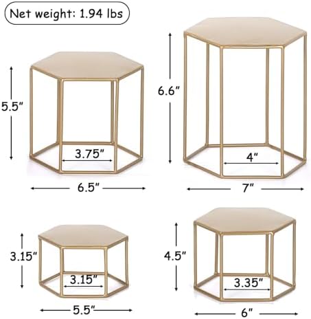 Metal Display Risers Set, Set of 4 Upgraded Hexagonal Nesting Buffet Riser, Modern Brass Buffet Display Stands, alternate