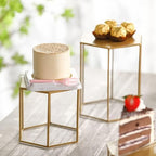 Metal Display Risers Set, Set of 4 Upgraded Hexagonal Nesting Buffet Riser, Modern Brass Buffet Display Stands, alternate