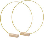 Metal Floral Hoop Centerpiece for Table 2Pcs 12'' Macrame Wreath Ring with 2Pcs Wood Stand Holders for Christmas