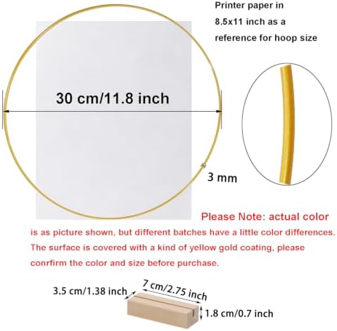 Metal Floral Hoop Centerpiece for Table 2Pcs 12'' Macrame Wreath Ring with 2Pcs Wood Stand Holders for Christmas, alternate