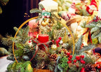 Metal Floral Hoop Centerpiece for Table 2Pcs 12'' Macrame Wreath Ring with 2Pcs Wood Stand Holders for Christmas, alternate