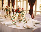 Metal Floral Hoop Centerpiece for Table 2Pcs 12'' Macrame Wreath Ring with 2Pcs Wood Stand Holders for Christmas, alternate