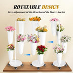 Metal Flower Bar Stand With 4 Buckets Flower Cart Display Stand with Wheels Floral Bar for Wedding, Garden, alternate view 4