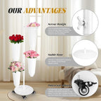 Metal Flower Bar Stand With 4 Buckets Flower Cart Display Stand with Wheels Floral Bar for Wedding, Garden, alternate view 6