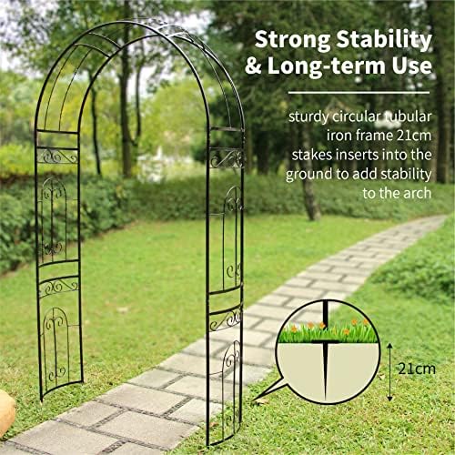 Metal Garden Arbor, 95.3" H x 45" W Wedding Arch Trellis for Climbing Plants, alternate view 4