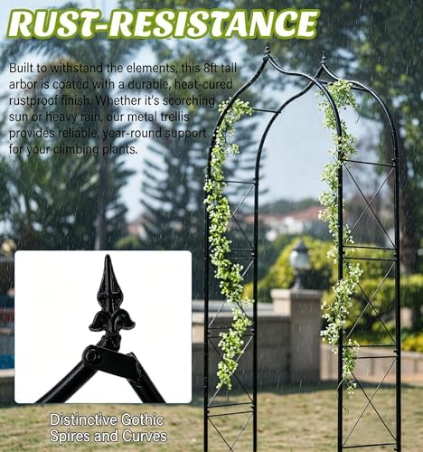 Metal Garden Arbors 8Ft Thickened Arch Trellis for Climbing Plants, alternate view 4
