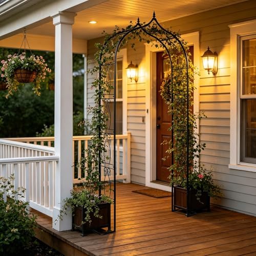 Metal Garden Arbors 93" Thickened Arch Trellis for Climbing Plants, alternate view 6