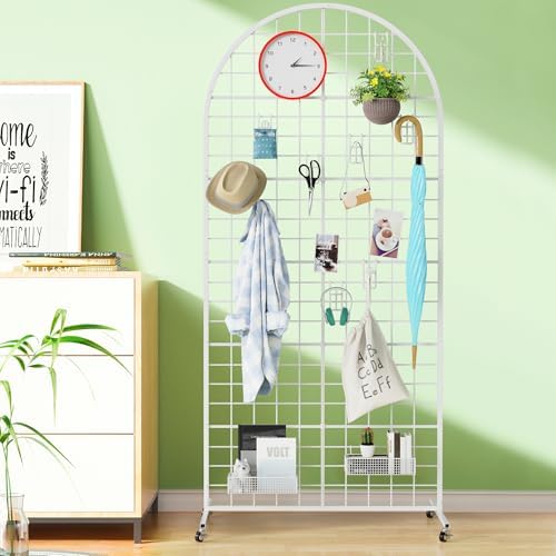 Metal Grid Wall Panels Display Stand Black Movable 2.6x5.8FT, 1PCS in 2.6x5.8FT, alternate view 4