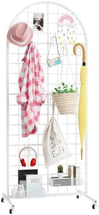 Metal Grid Wall Panels Display Stand White Movable 2x5.2FT, 1PCS in 2x5.2FT
