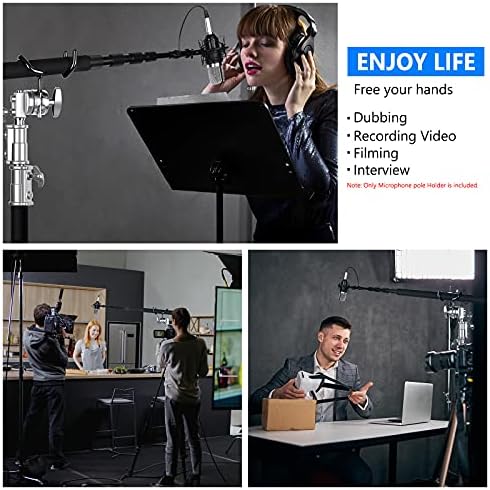 Metal Microphone Boom Support Holder for C-Stands and Mic Stands, Black in Black, alternate view 6