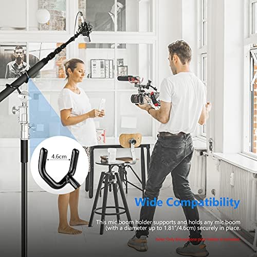 Metal Microphone Boom Support Holder for C-Stands and Mic Stands, Black in Black, alternate view 7