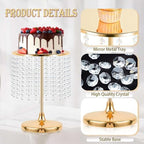 Metal Mirror Cake Stand Set with Crystal Pendants - Elegant Dessert Table Display for Weddings, Birthday, alternate view 4