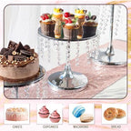 Metal Mirror Cake Stand Set with Crystal Pendants - Elegant Dessert Table Display for Weddings, Birthday, alternate view 4
