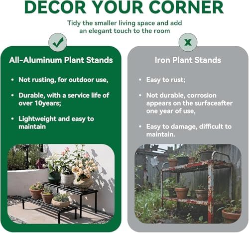 Metal Plant Stand, Rust-proof Aluminum Display Rack, Plants Display Stands Decoration Racks for Living Room, alternate view 7