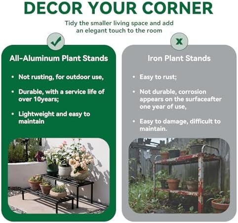 Metal Plant Stand, Rust-proof Aluminum Display Rack, Plants Display Stands Decoration Racks for Living Room, alternate view 5