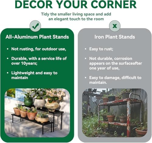 Metal Plant Stand, Rust-proof Aluminum Display Rack, Plants Display Stands Decoration Racks for Living Room, alternate view 6