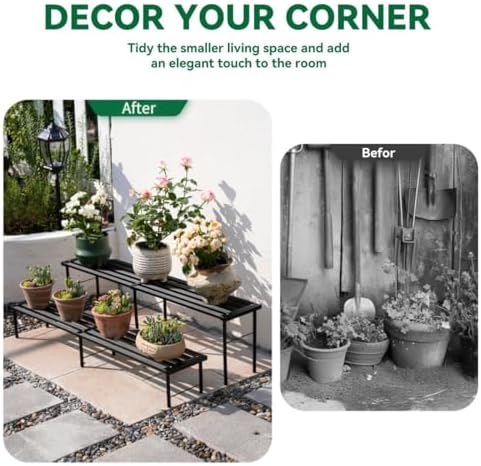 Metal Plant Stand, Rust-proof Aluminum Flower Pot Stand, Heavy Duty Planter Display Shelving for Patio Balcony, alternate