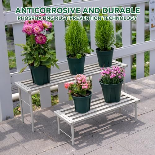 Metal Plant Stand, Rust-proof Aluminum Flower Pot Stand, Heavy Duty Planter Display Shelving for Patio Balcony, alternate