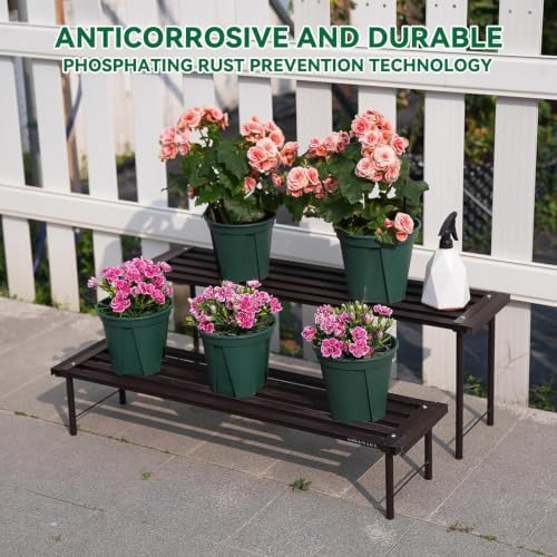 Metal Plant Stand, Rust-proof Aluminum Flower Pot Stand, Heavy Duty Planter Display Shelving for Patio Balcony, alternate