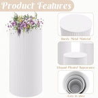 Metal Pleated Cylinder Pedestal Stands for Party, 3 Pieces Heavy Duty Round Cake Pedestal Stand Display Plinth, alternate