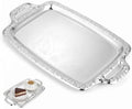 Metal Serving Tray, Silver Large Rectangular Antique Serving Platter, European Retro Style Tray for Cookies